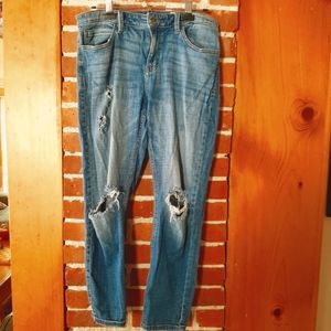 Cosmic blue love distressed jeans